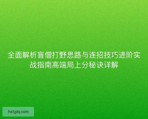 全面解析盲僧打野思路与连招技巧进阶实战指南高端局上分秘诀详解